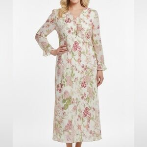 Floral Long Sleeve Midi Dress